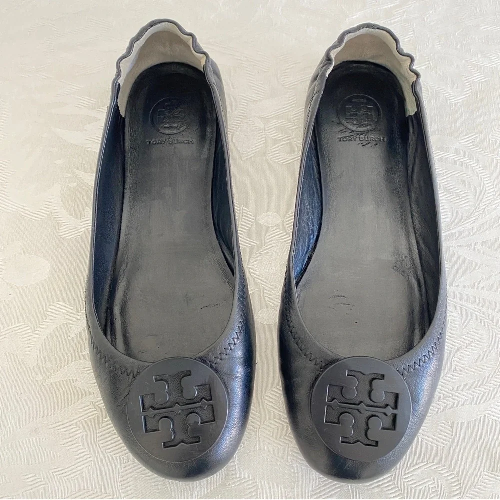 Tory Burch black leather Claire Ballet Flat